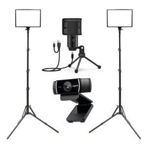 [오토케] PC방송장비 풀세트 레벨5 투스탠드 큐브라이트45 LED 조명 2개/로지텍 C922/FIFINE K433A &gt; 영상가전