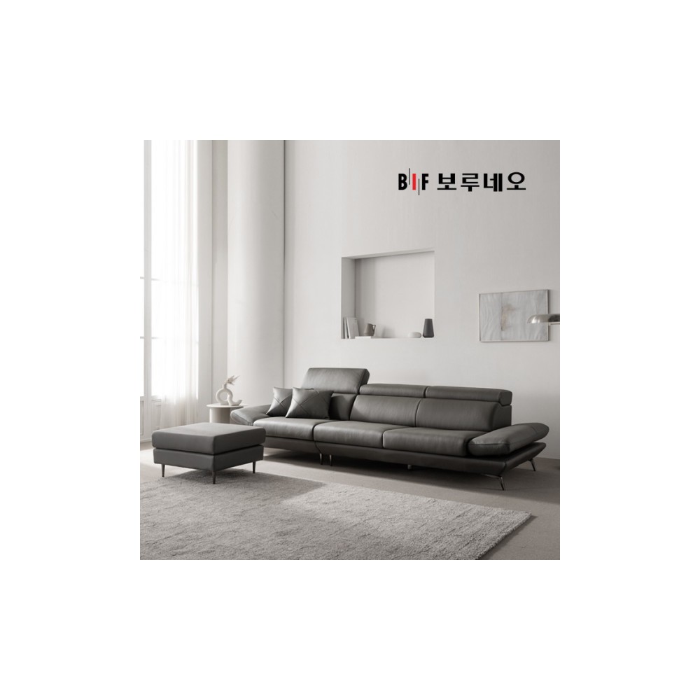보루네오 레브 천연통가죽 4인 소파+스툴