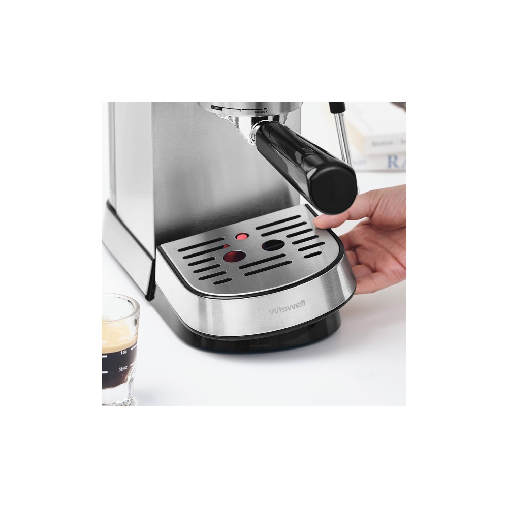 4in1 아이언 커피머신 20Bar 실버 가정용 반자동 에스프레소머신 커피메이커 캡슐 바텀리스