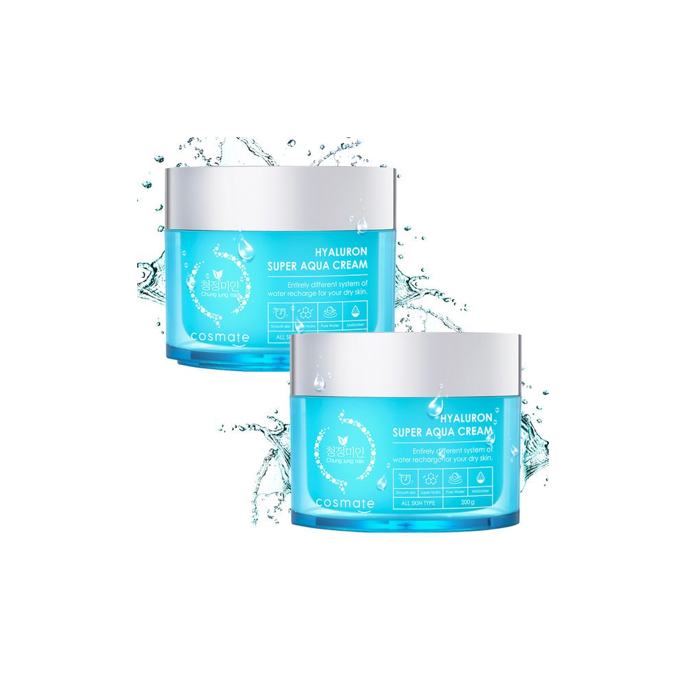 히아루론 수퍼 아쿠아 수분크림 200ml 1+1 / 대용량 수분 보습 진정 영양 탄력 주름 미백 화장품