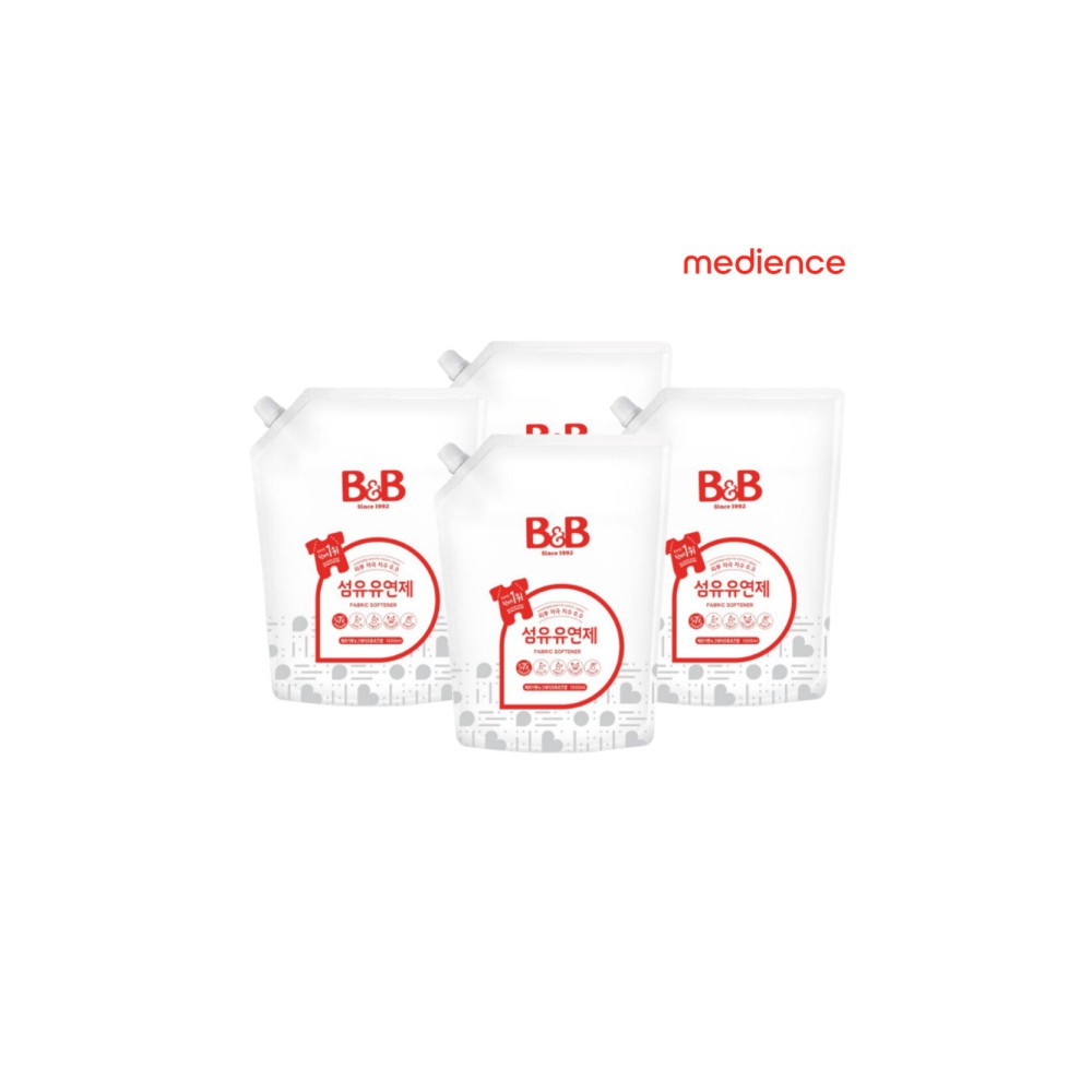 비앤비 섬유유연제 베르가못 1500ml 리필형 4개입 +(800ml 4입+50ml 4입+티슈 증정)_SV01