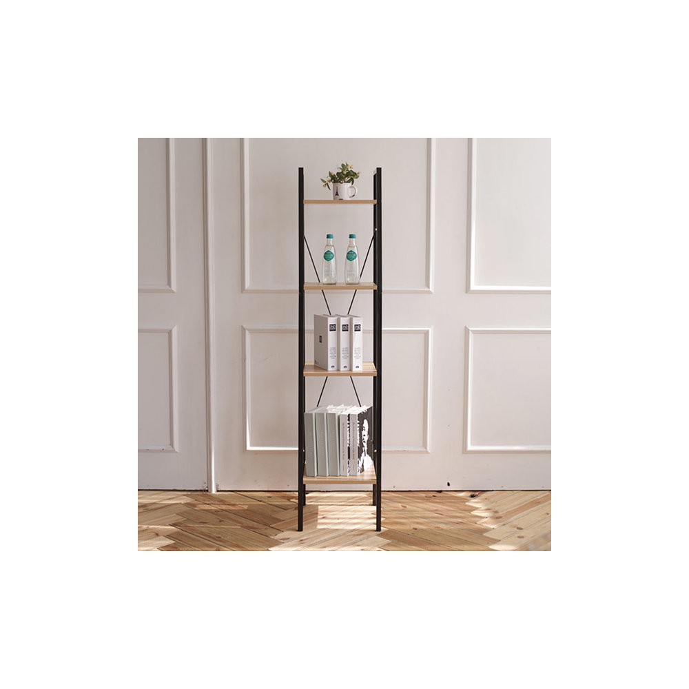 우드선반 슬림 조립식 수납장 4단 블랙 폭좁은 철제